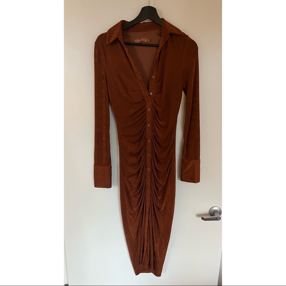 YLLW the label, copper/brown midi dress